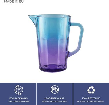 TREND FOR HOME Water Carafe Glass 1 Liter with Comfortable Handle Colorful Water Pitcher 19 cm Glass Jug Blue Purple Glass Pitcher Water Carafe Glass Carafe Pitcher Glass Jug 1l Colorful | Gigi Dreamy Sunset