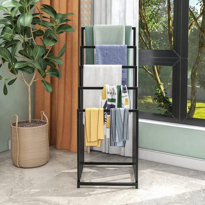 Сумка-організатор для рушників JURMERRY - підставка для рушників на 5 ярусів, чорна, аксесуари для ванної кімнати