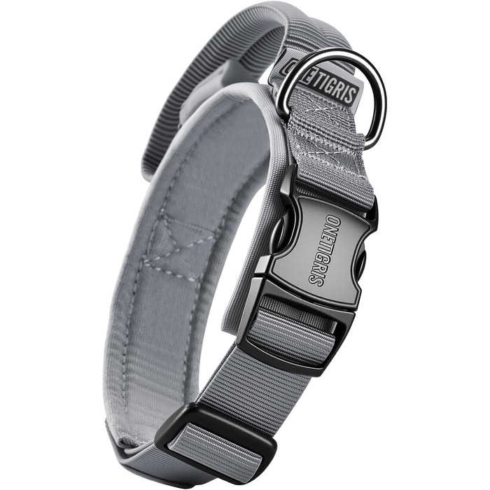 Нашийник для собак OneTigris з металевою застібкою Ranger Green (S, Grey)