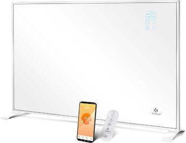 KESSER® Infrared Heater - Energy-Saving Infrared Standing Unit & Wall Mounting Electric Heater 540W with Remote Control, Thermostat & App Control Electric Heating Panel Heater Convector Standing Feet 540W White