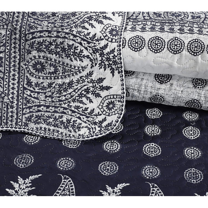 Літній комплект постільної білизни Marina Decoration з покривалом та двома наволочками, візерунок «Квіткові гілки», розмір King