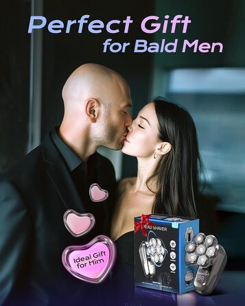 Електрична бритва для гоління голови Glatzen Herren 7D, водонепроникна IPX7, з тримером для бороди та носа, LED-дисплей