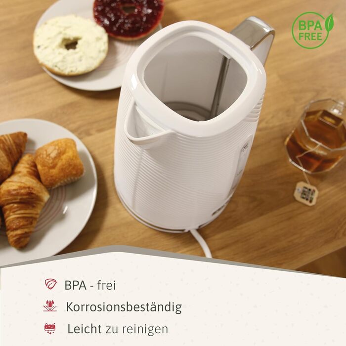 Набір для сніданку Briebe Elegance: тостер на 2 підсмажування, 7 рівнів підсмажування + чайник 1,7 л, 2200 Вт, BPA-free, сучасний дизайн (білий)