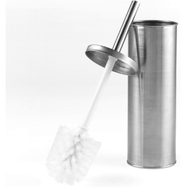 Набір для чищення унітазу Beldray LA059451WHTFEU7 з тримачем – щітка для унітазу з жорсткою щетиною, гігієнічний тримач з кришкою, білий (нержавіюча сталь)