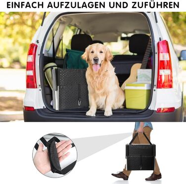 SDLDEER Dog Ramp for Car - 4 Step Collapsible Dog Ramp, Adjustable Height, Supports up to 80kg, Suitable for All Vehicles