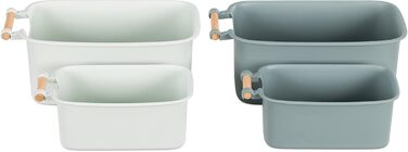 Navaris 4x Storage Box Storage Crate with Wooden Handle - Plastic Box Organizer for Storage - Container Box for Bathroom Kitchen
