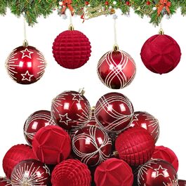Гайонг Новорічні кулі для ялинки, 16 шт, Червоні новорічні кулі, Декорації для ялинки, для святкування Різдва з родиною та друзями. Червоний, 16 шт.