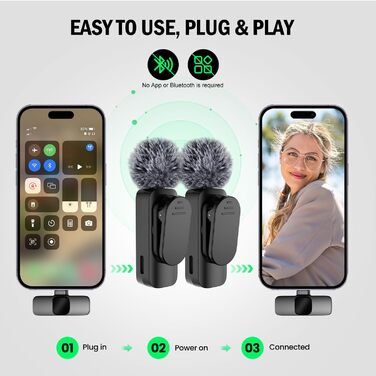 Бездротовий петличний мікрофон з 4 режимами запису для телефону, iPhone, Android та ПК – міні-мікрофон для відео, Vlog, TikTok, YouTube, стрімінгу та інтерв'ю L3