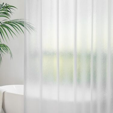 Шторка для душу AooHome 180x200 см, прозора, біла, з 5 магнітними важестями, 12 гачками, з рельєфним малюнком, водовідштовхувальна, антигрибкова, для ванни, для ванної кімнати