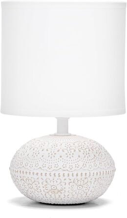 Керамічна настільна лампа Aigostar Vintage з абажуром з тканини, патрон E14, макс. 40W, сучасна лампа для спальні, вітальні, офісу (без лампочки) - H235mm (білий - H22.5cm)