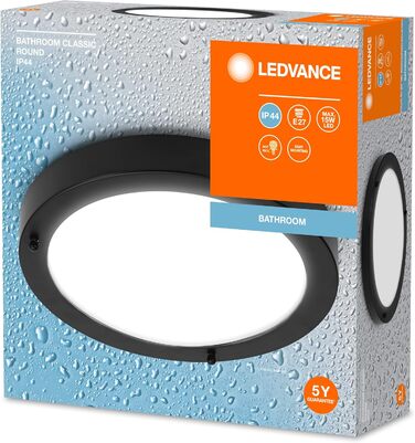 LEDVANCE BATHROOM CLASSIC CYLINDER Bathroom Wall Light, Chrome, E14 Socket, can be fitted with a smart bulb, high-quality workmanship, cylindrical shape, IP44 protection class (Black, 280mm)
