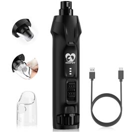 Електричний точило для собачих кігтів Casfuy - 6 ступенів, тихе, з LED-підсвіткою та збирачем пилу, 4.8V, для великих собак (чорний)