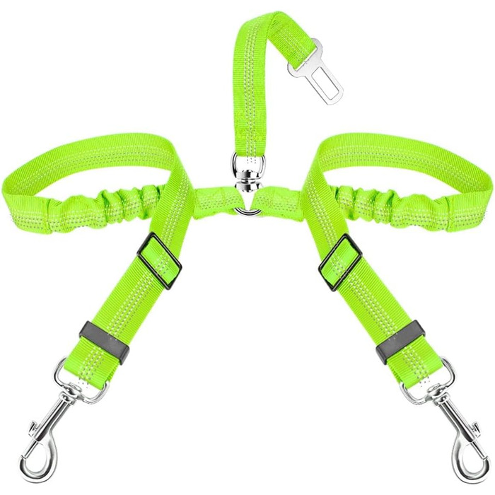 Ремінь безпеки для собак SlowTon у машину, 2 в 1, еластичний, регульований, світловідбиваючий, для подорожей та прогулянок, 2 шт. Limone