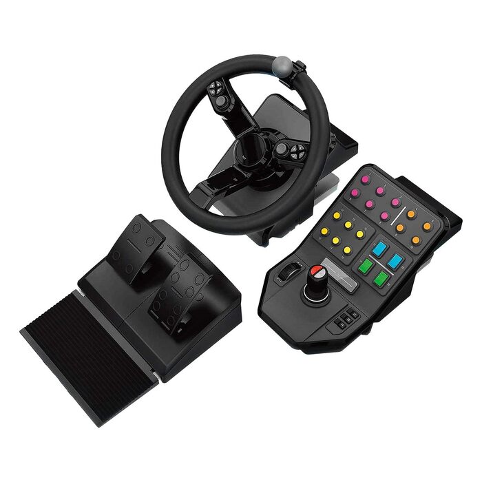 Контролер Saitek Farm Sim від Logitech G для Farming Simulator: кермо, панель керування, педалі газу та гальма, 900° оберт, 38+ кнопок, USB, PC/Mac - Чорний