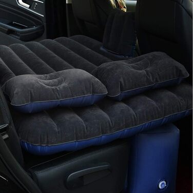 Надувна автомобільна матрац з насосом для подорожей, кемпінгу та відпочинку на природі. Чорний колір.