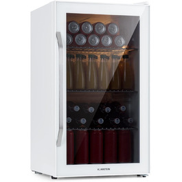 Klarstein Mini Fridge with Glass Door - 80L Compact Beverage Cooler with Adjustable Shelves & Wave Design Racks