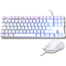 G-Lab Combo Mercury: Механічна ігрова клавіатура та миша, RGB, Switch Red, Azerty, 7200 DPI [Білий]