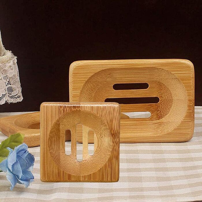 6 шт. мильниця з бамбука, дерев'яна ручна мильниця, мильниця з натурального бамбука, підходить для ванної кімнати, для зберігання мила (колір: коричневий)