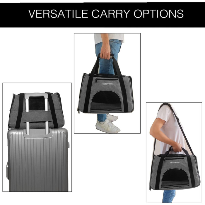 М'яка переноска для котів та собак, для маленьких собак, котів, цуценят, антистресова, схвалена авіаперевізниками, дихаюча, 5 вікон з сітки (середня, сіра)