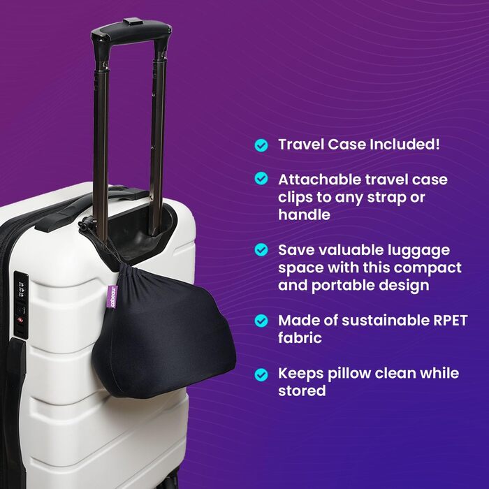 Подушка для шиї Cabeau Evolution Earth Deluxe з піною Memory Foam, чорна - найкраща підтримка голови, шиї та підборіддя