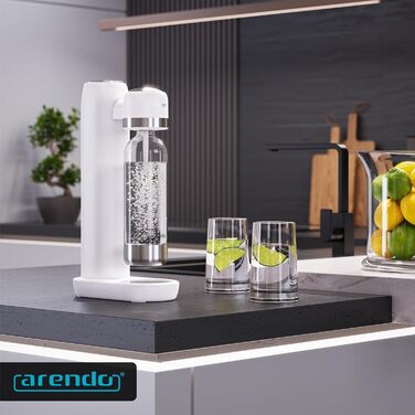 Arendo Soda Maker - Газова вода вдома: приготуйте газовану воду без цукру та барвників! Сумісний з CO2 балонами 60 л, пляшка 1000 мл, BPA free