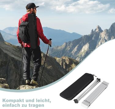 Складаний туристичний столик Woltu Alu - легкий, портативний, для кемпінгу, пікніка, риболовлі, 68x46x40 см, срібний