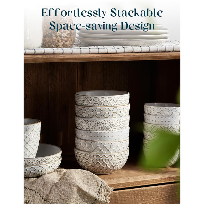 Набір мисок DOWAN для мюслі, 6 шт., 680 мл. Великі миски для мюслі, вечері, супу, салату. Яскраві миски для сервірування на Різдво.