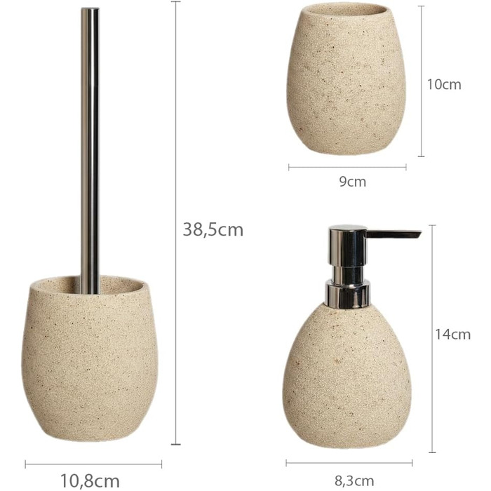 Набір аксесуарів для ванної кімнати бежевого кольору, 3 предмети, сучасний дизайн