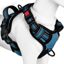 Нашийник для собак BaoCheng Anti Pull: дихаюча сітка, 3 пряжки, безпека, полегшення кашлю, світловідбиваючий (темно-зелений, S)