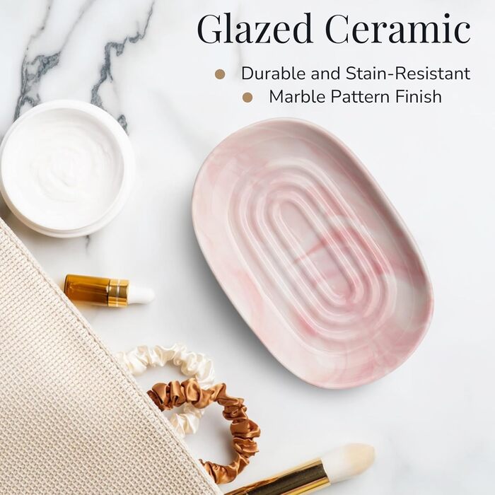 Миска для мила з кераміки, антиковзна, зелена/рожева | Мильниця для ванної, кухні, душу