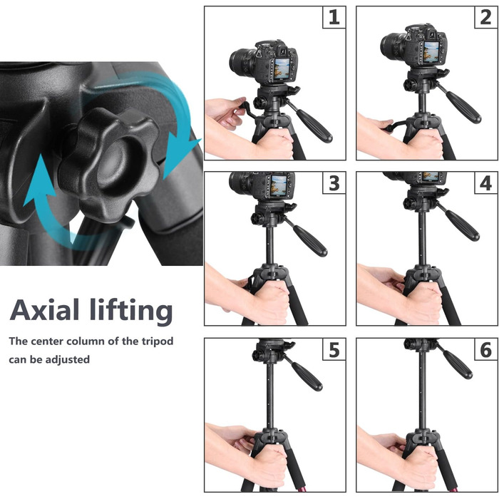 Штатив для камери Neewer 142 см з алюмінієвого сплаву, з кульковою головкою, для Canon, Nikon, Sony DSLR, DV, відеокамер, до 4 кг (SAB234), червоний