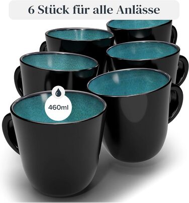 Набір чашок з кераміки Pure Living Ibiza (6 шт.) - Petrol