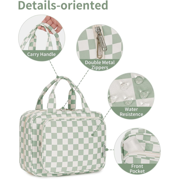 Косметичка для жінок Narwey з петлею для підвішування, велика, органайзер для косметики, сітка м'ятного кольору (середній)