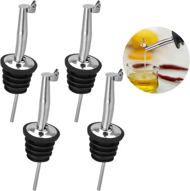 Набір виливників для пляшок з клапаном (4 шт.) з нержавіючої сталі 304 для вина, коньяку, оливкової олії, кави, сиропу, оцту, з пластиковими пробірками