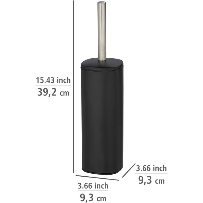 Набір для туалету WENKO Alassio: щітка для унітазу з висувним змінним наконечником (8,5 см), чорний, сталь, 9,3 x 39,2 x 9,3 см