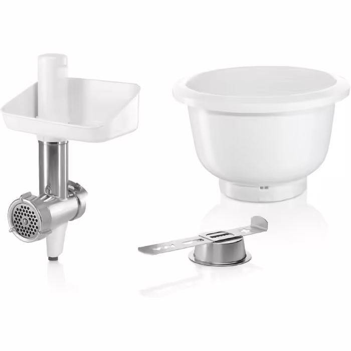 Кухонний комбайн Bosch Serie 4 MUM5X720 з вагою, м’ясорубкою, комплект BakingSensation, пластикова чаша, темно-червоний/сріблястий