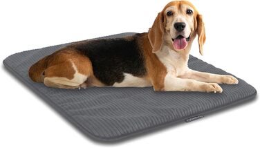 Килимок для собак сірий Basic 90x70 см L з м'якої тканини для тварин - 40°C, гіпоалергенний (100% поліестер) - подушка/ліжко для великих собак, 90 x 70 см
