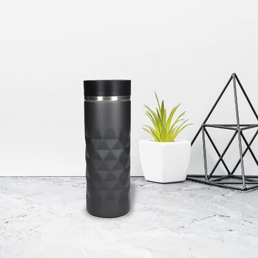 Термокружка Diamond з нержавіючої сталі Elasto Premium | 450 мл | Зберігає тепло та холод | Без BPA | Матова, блискуча (Шифер сірий)