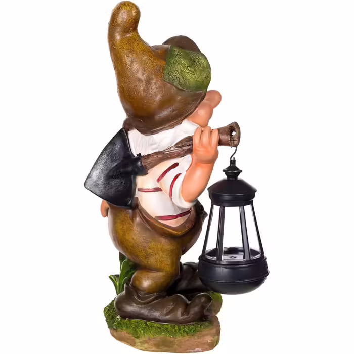 Birendy Figur, Dwarf, Garden Gnome Garden Sprite with Solar Lamp NF11021-2D 37 cm