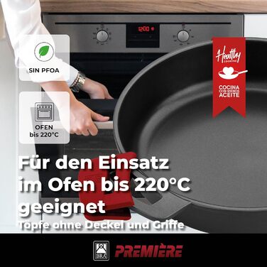 Набір посуду BRA Premiere 9 шт. з антипригарним покриттям, алюміній, знімні ручки, PFOA-free, для всіх типів плит та духовок