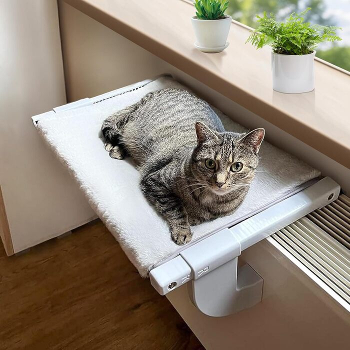 Katzenliegen Bakon Window Hammock for Heater Radiator 67.5 * 34.5cm Window Hammock for Cats Cat Window Lounger Window Seats Cat Bed Window Sill Window Lounger (gray, S)