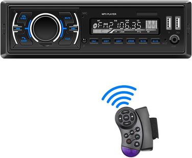 Автомагнітола M.I.C.D3307 з DAB+, Bluetooth, FM-радіо, USB, microSD, AUX, мікрофоном, керуванням з керма, 1 DIN, підтримка MP3/WAV, зарядка смартфона