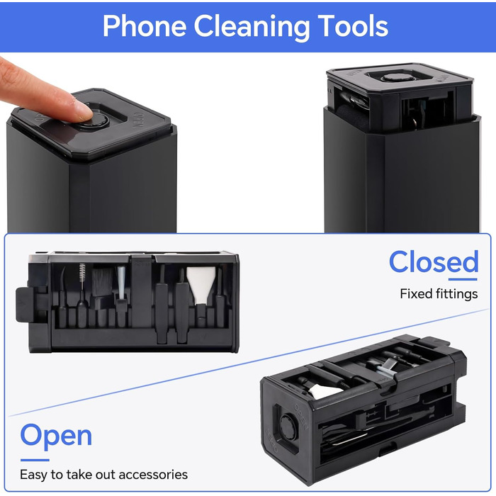 Набір для чищення електроніки 32 в 1 з щіткою. Багатофункціональне приладдя для Airpods, клавіатур, ноутбуків, телефонів, навушників (чорний)
