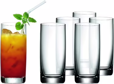 WMF Easy Long Drink Glasses Set, 6-Piece, 350ml Cocktail Glasses, Crystal Glass, Dishwasher Safe, Shatterproof