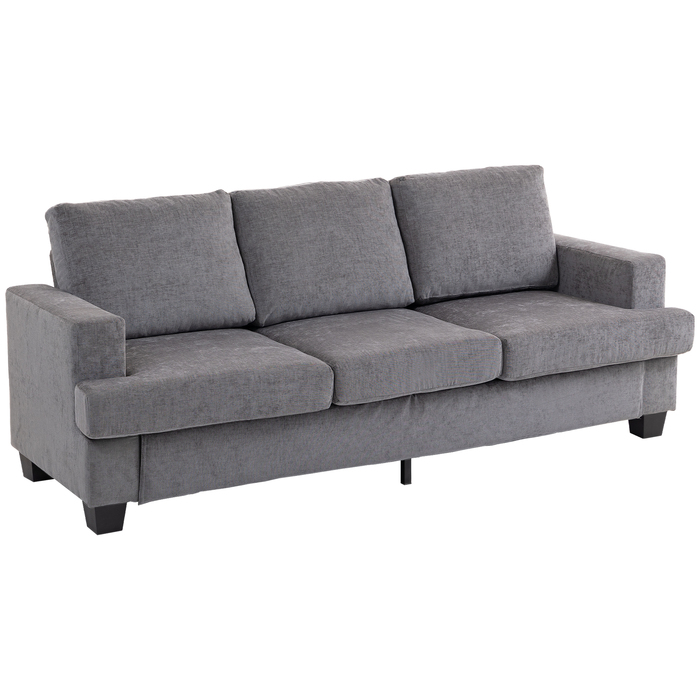 HOMCOM 3-Seater Sofa - A comfortable and stylish sofa for your living room, featuring a fabric upholstery, sturdy steel frame, and plush cushioning. Available in Grey.