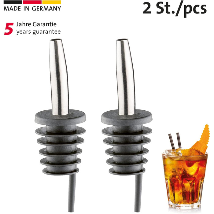 Наливник для пляшок Westmark Inox Eco-Pour, нержавіюча сталь, з кришкою та повітряною трубкою, чорний/хромований, 45372280