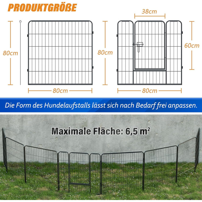 Клітка для собак та цуценят, вольєр для тварин, переносний загон для вигулу, металева іграшка-загон (12 шт.)