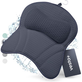 Vesta+ Blue Bath Pillow with Suction Cups - Neck & Back Support - Tested Winner
