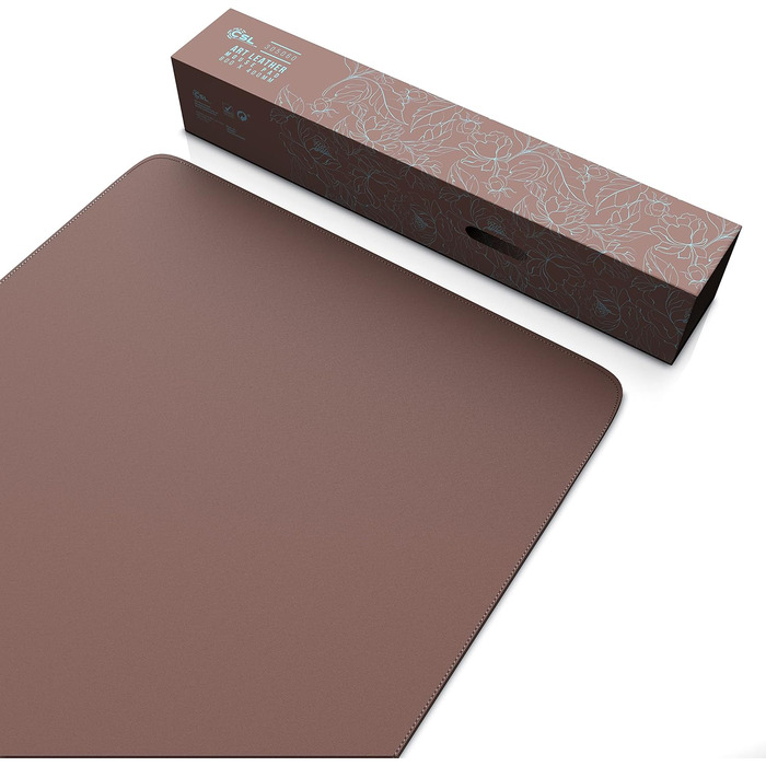 CSL Килимок для миші на стіл XXL з PU шкіри та корка 800x400 мм - Еко килимок для офісу та дому, чорний (коричневий відтінок)