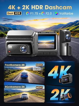 Автомобільний відеореєстратор DDPAI Z60 Master 4K+2K, передня та задня камери, Sony STARVIS2 IMX678, Dual HDR, 5G WiFi6, GPS, 3